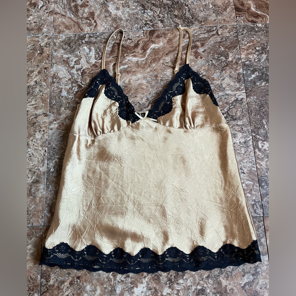Gold & Black Camisole with Lace NWOT